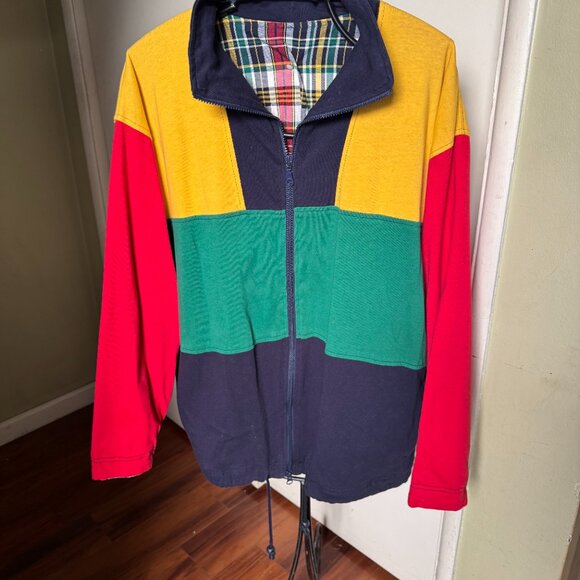 MEN SWEATER/JACKET SIZE LARGE ZIPPER FRONT LINED DRAWSTRING - Picture 2 of 4